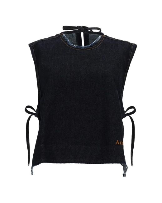 AMISH Black Tie-Neck Top