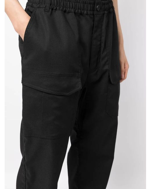 White Mountaineering Black Elasticated Waist Straight-Leg Trousers for men