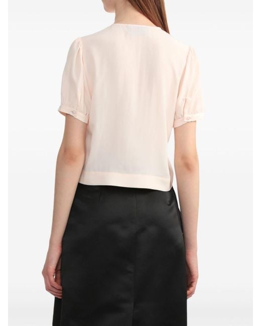 Simone Rocha Pink Rose-appliqué Short-sleeve Shirt