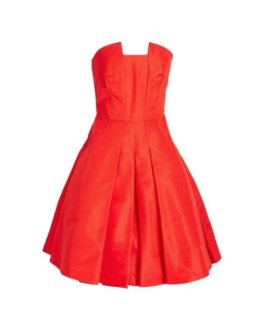 Oscar de la Renta Red Strapless Mini Dress