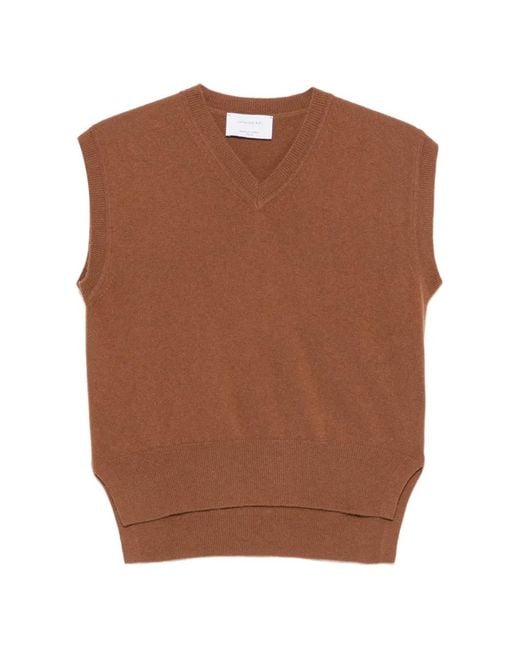 Daniele Fiesoli Brown V-Neck Vest