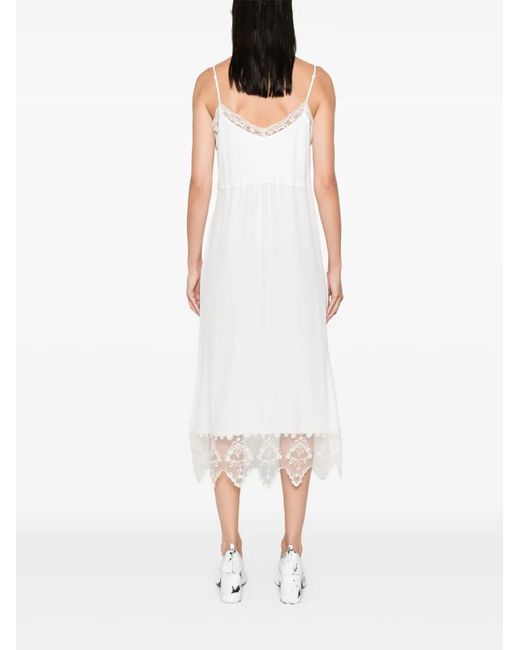 Simone Rocha White Lace-Trim Midi Dress