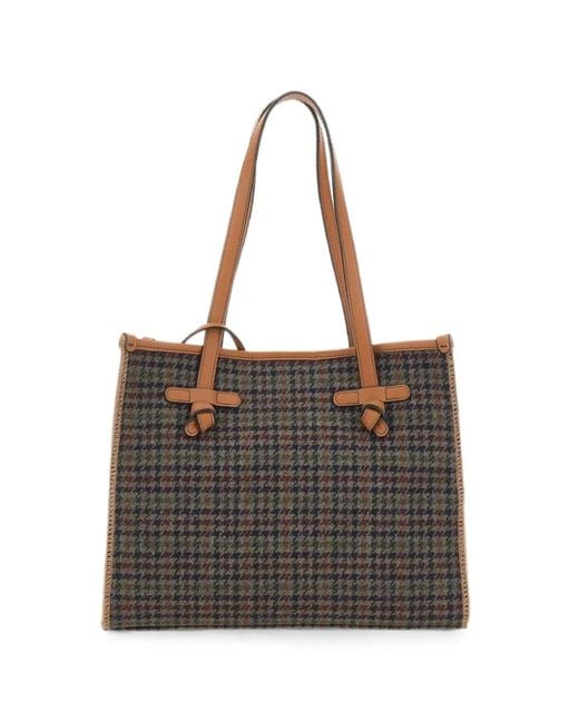MARCELLA CLUB Black Medium Marcella Houndstooth Tote Bag