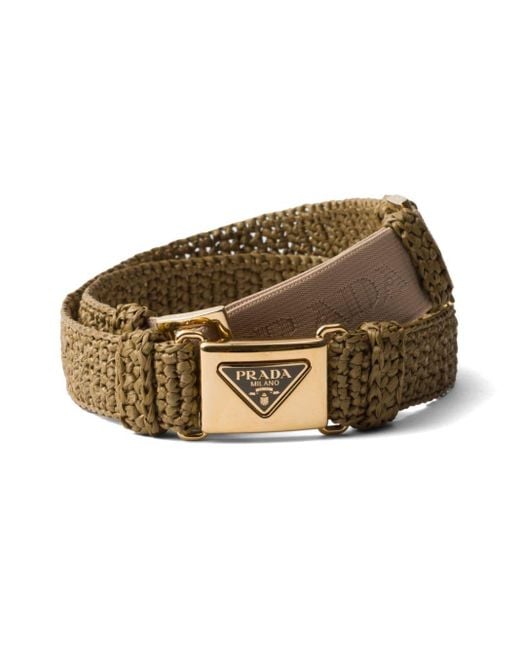 Prada Brown Triangle-logo Crochet Belt