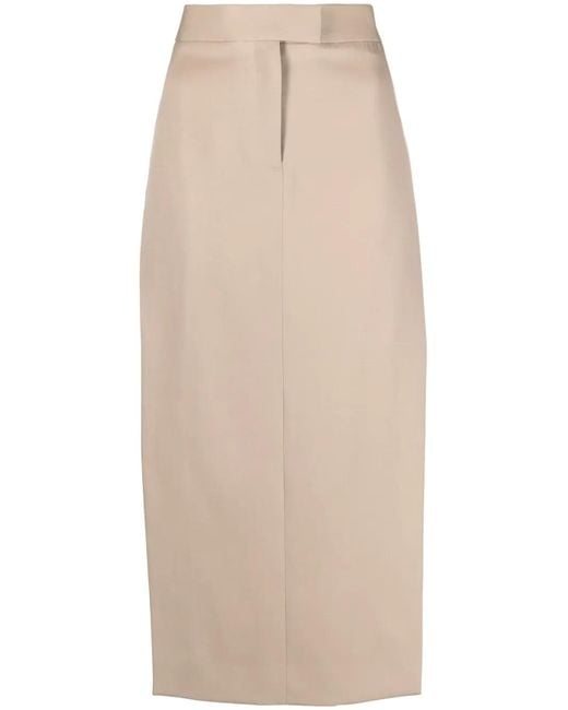 The Attico Natural Panelled Twill Midi Skirt