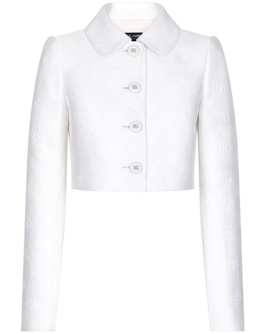 Veste en jacquard à coupe crop Dolce & Gabbana en coloris White