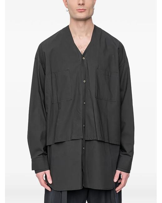 The Viridi-anne Gray Button-Up Chest-Pocket Shirt for men