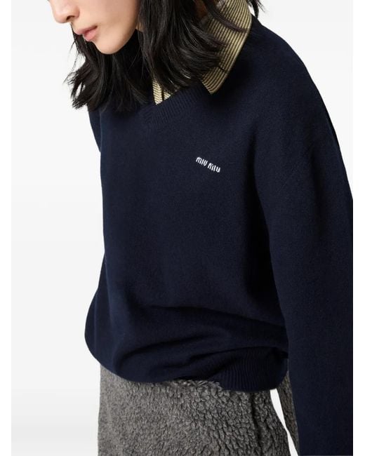 Miu Miu Blue Wool And Cashmere Sweater