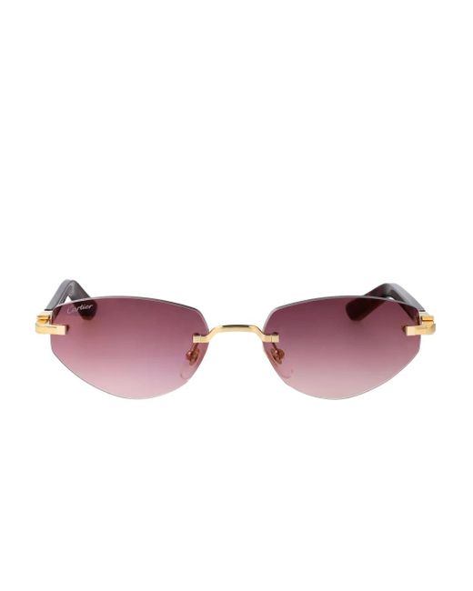 Cartier Purple Geometric-Frame Sunglasses