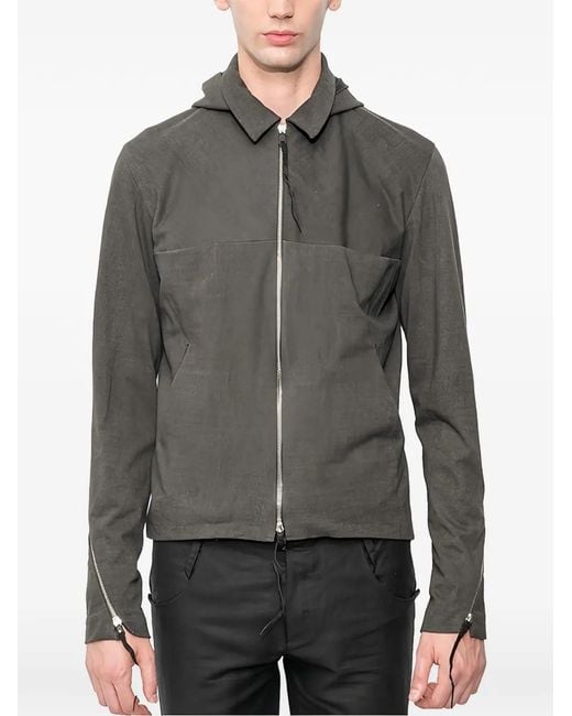 Ma+ Gray Detachable-Hood 4-Pocket Jacket for men