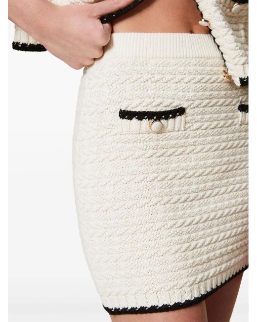 Twinset Natural Jacquard Knitted Skirt