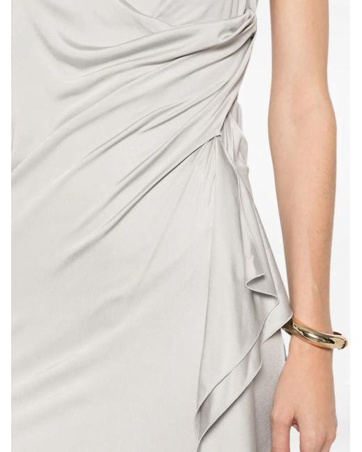 Versace White Sleeveless Draped Gown