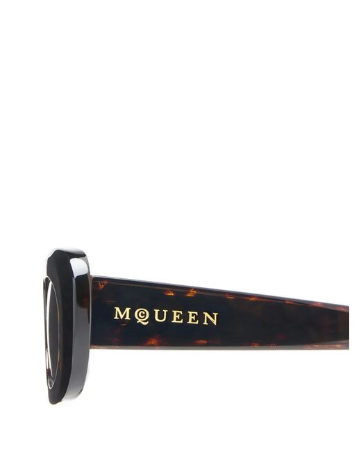 McQueen Black Oval-Frame Sunglasses