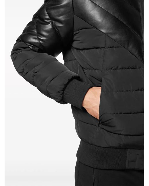 Philipp Plein Black Logo-Appliqué Padded Jacket for men