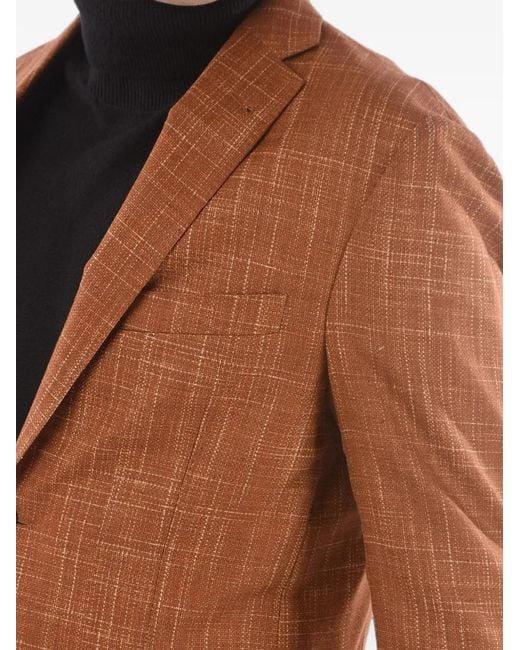 Corneliani Brown Blazer En Soie À Simple Boutonnage for men