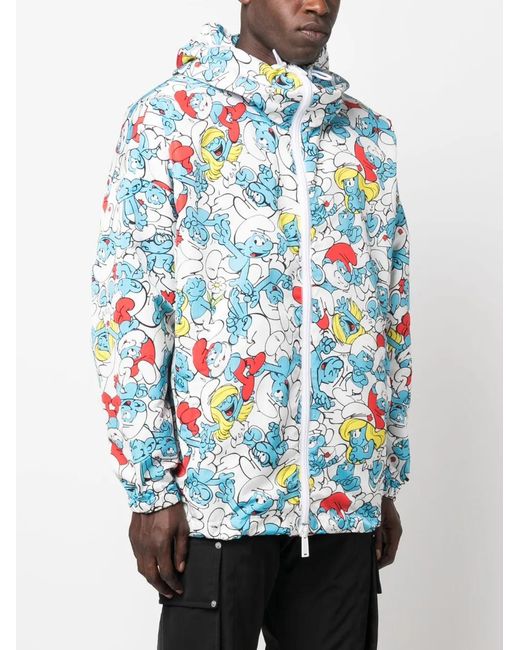 DSquared² Blue Smurf-Print Hooded Jacket