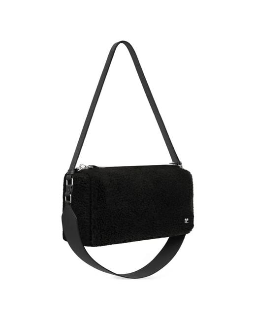 Courreges Black Medium Three Sixty Curly-Wool Shoulder Bag