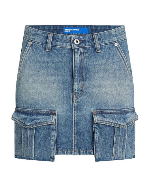 Karl Lagerfeld Blue Utility Denim Mini Skirt
