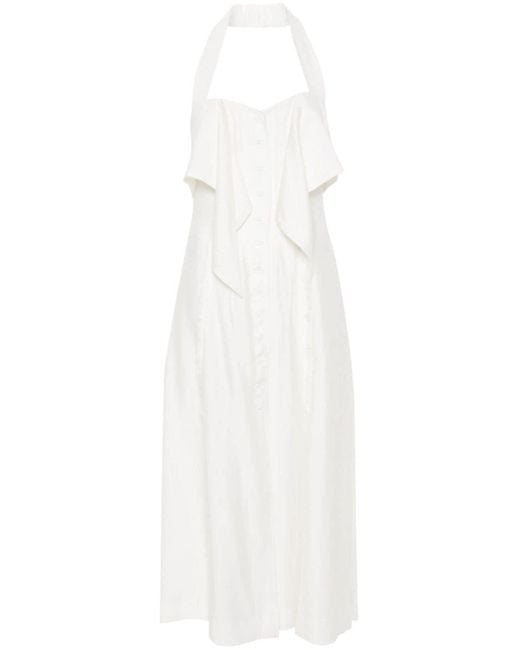 Vestido largo texturizado con cuello halter Cult Gaia de color White