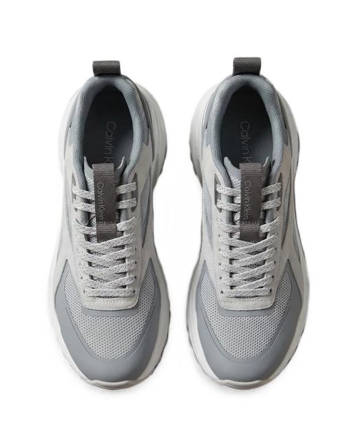 Calvin Klein Gray Panelled Mesh Sneakers