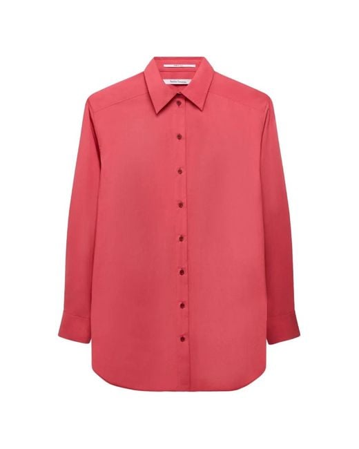 Another Tomorrow Pink Pleat-Back Poplin Shirt