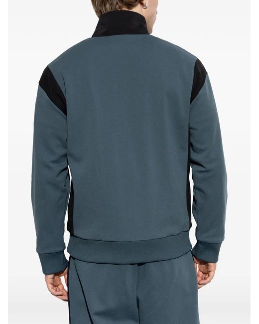 KENZO Blue Logo-Embroidered Panelled Sweater for men