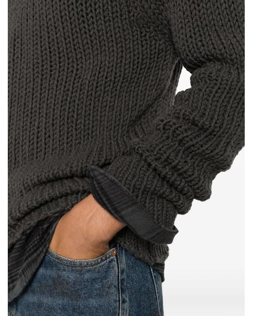 Our Legacy Gray Popover Chunky-Knit Sweater for men