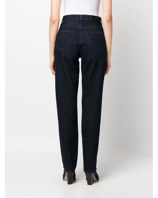 Calvin Klein Blue High-Rise Straight-Cut Jeans