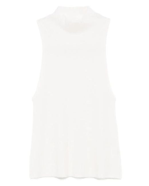 St. Agni White High-Neck Ribbed Vest