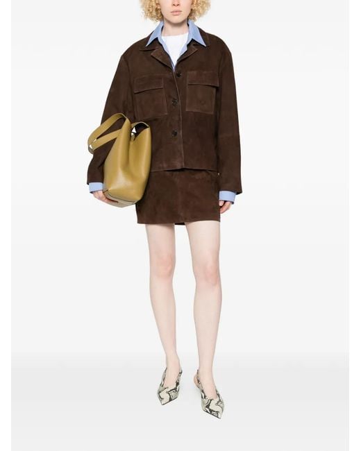 Arma Brown Flore Flap-Pocket Suede Jacket