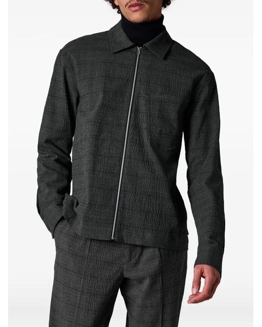 Paul Smith Black Check-Pattern Zip Shirt Jacket for men