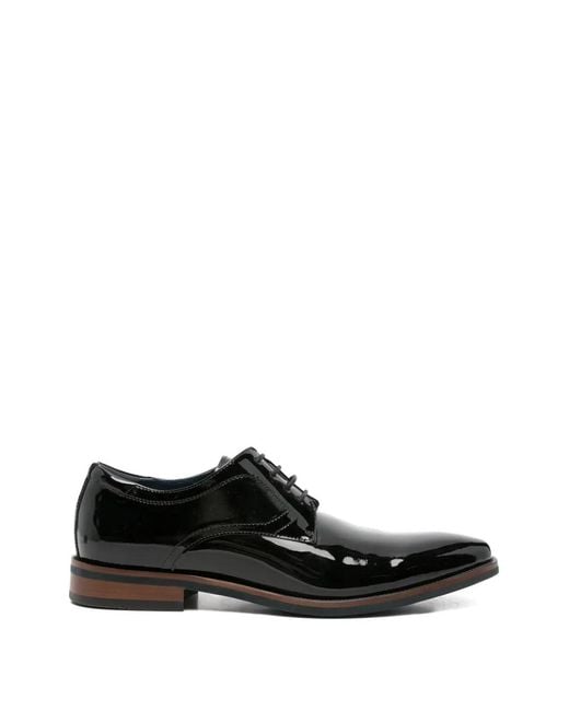 SERGIO MORETTI FIRENZE Black Patent-Finish Lace-Up Derby Shoes for men