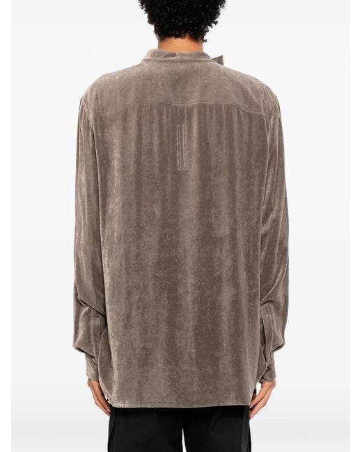 Rick Owens Brown Velvet-Effect Draped Shirt for men