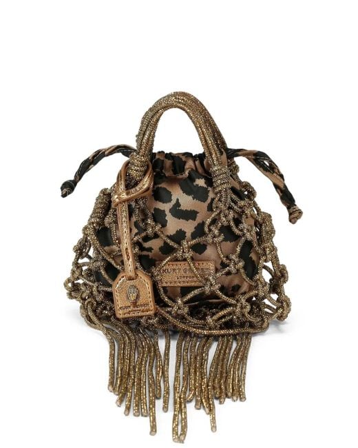 Kurt Geiger Metallic Mini Macrame Tote Bag mit Kristallen