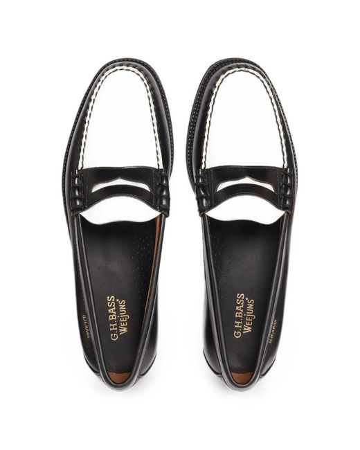 G.H.BASS White Larson Flag Leather Loafers for men