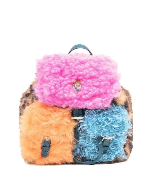 Kurt Geiger Pink Small Hoxton Leopard-Print Backpack