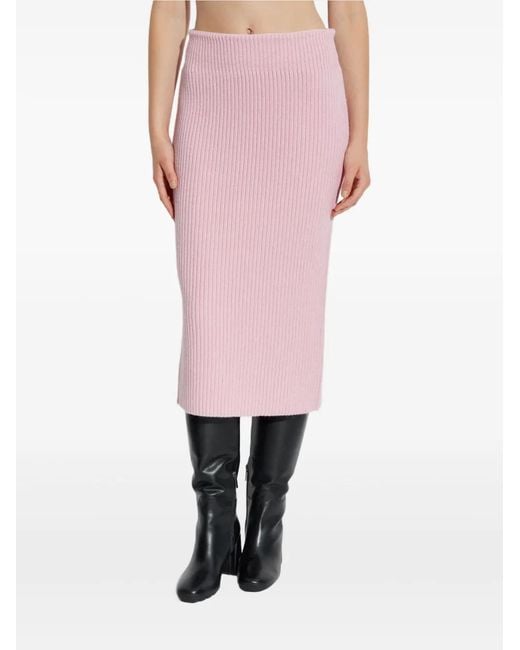 Givenchy Pink Ribbed Midi Skirt
