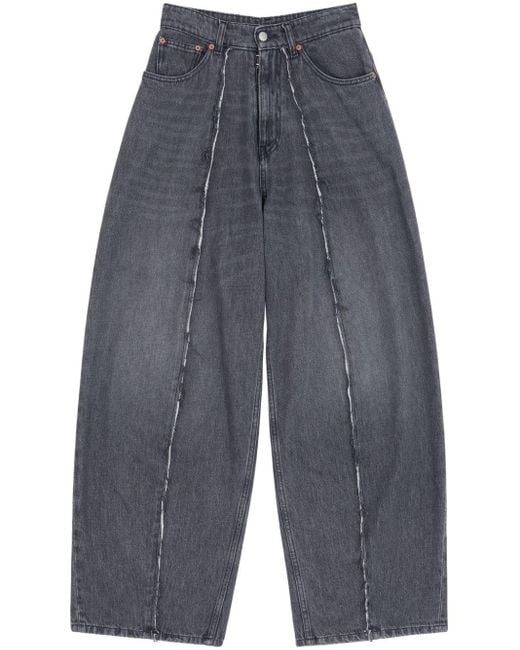 MM6 by Maison Martin Margiela Gerafelde Jeans Met Toelopende Pijpen in het Gray