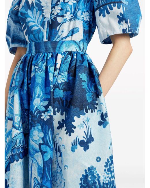 Erdem Blue Graphic-print High-waisted Skirt