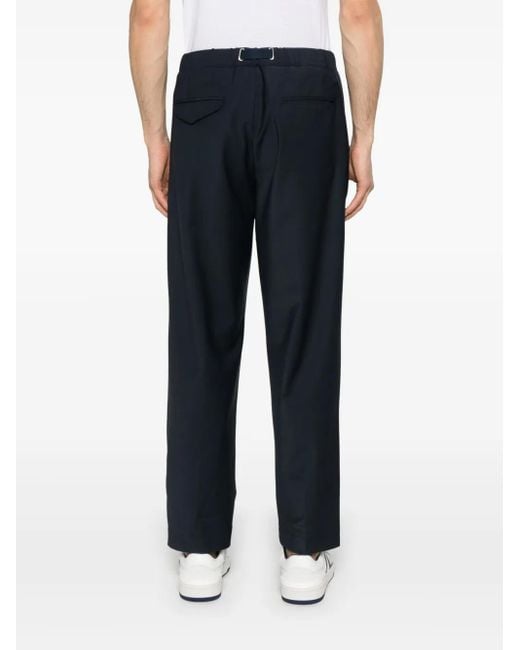 White Sand Blue Pleat-Detailed Trousers for men
