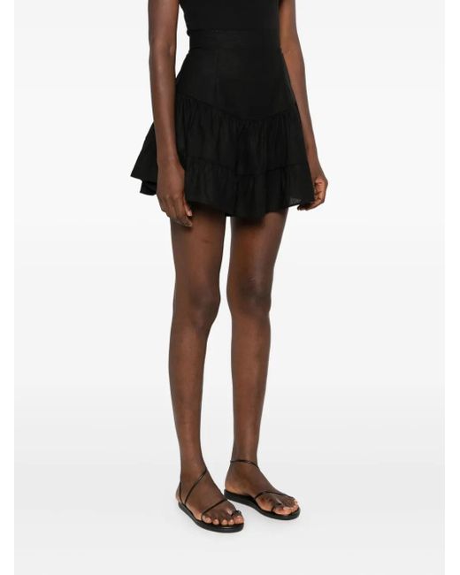 Hamza Black Bali Tiered-Ruffles Mini Skirt