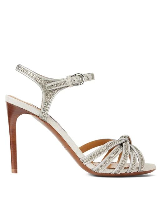 Ralph Lauren White 95Mm Embellished Knot Heeled Sandals