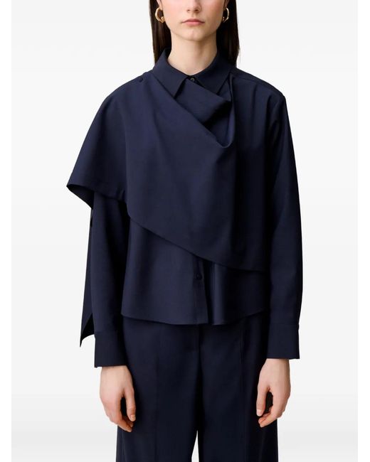 Claudie Pierlot Blue Draped-Detail Blazer