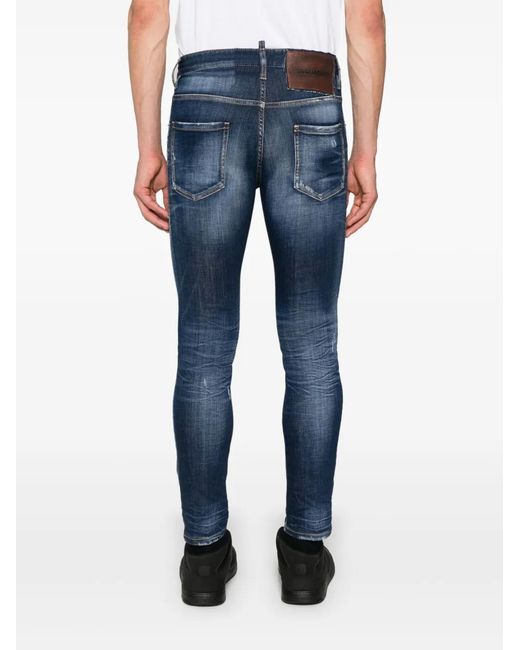 DSquared² Blue Distressed Skinny Jeans for men