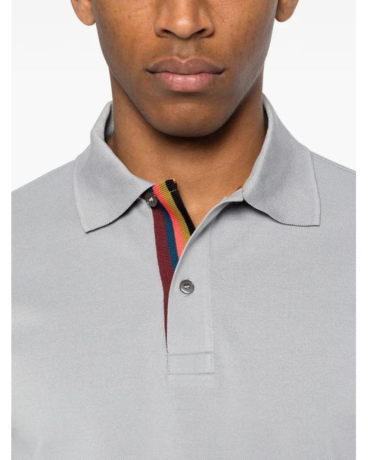 Paul Smith White Artist Stripe Striped Placket Polo Shirt for men
