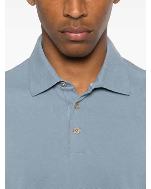 Brunello Cucinelli Blue Cotton Polo Shirt for men