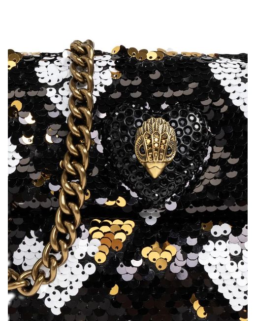 Kurt Geiger Black Sequin Heart Chain Shoulder Bag