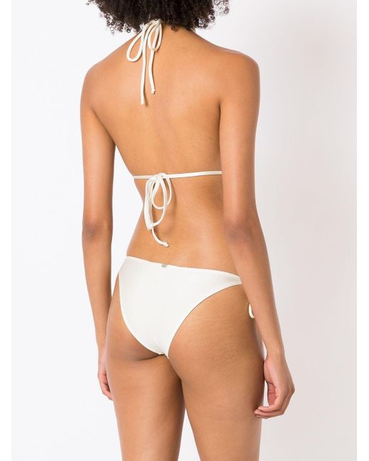Bikini con cuello halter y apliques Adriana Degreas de color White