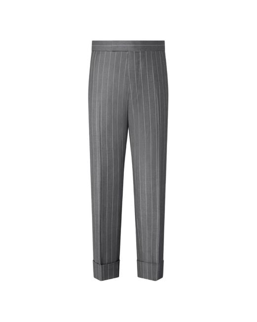 Thom Browne Gray Chalk-Stripe Wool Trousers for men