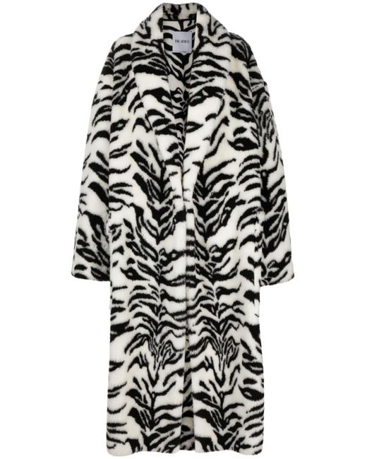 The Attico Black Zebra-print Faux-fur Coat